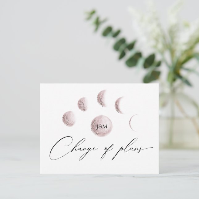Carte Postale Mystic Moon Blush Rose Changement De Plans Mariage (Debout devant)