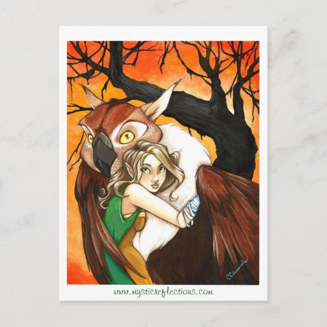 Carte Postale MysticReflections Owl Guardian PostCard (Devant)