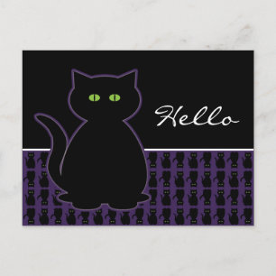 Carte postale mystique de chat noir