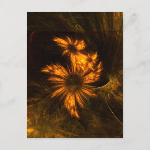 Carte Postale Mystique Garden Golden Abstrait Art Fractal