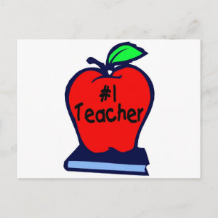 Carte Postale N° 1 enseignant (Apple/Livres)