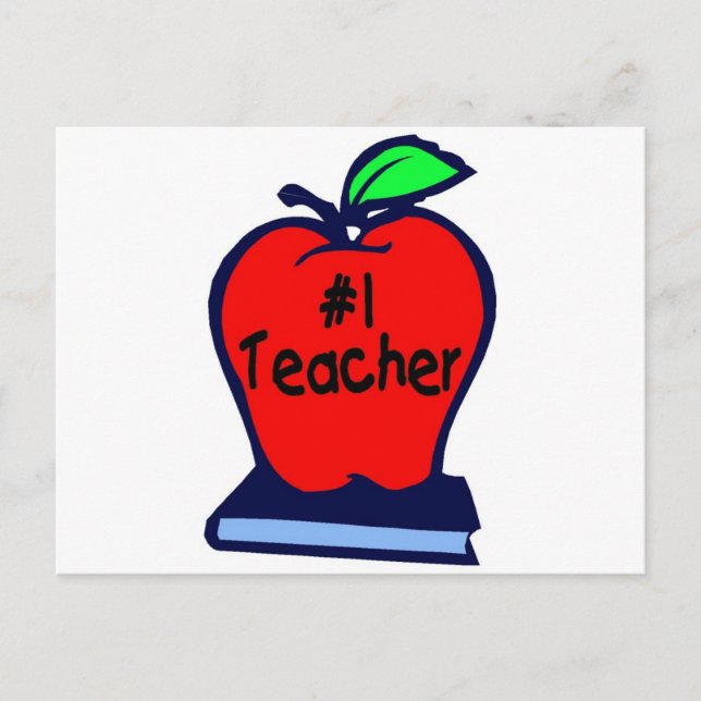 Carte Postale N° 1 enseignant (Apple/Livres) (Devant)