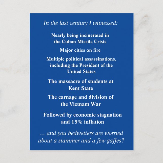 Carte Postale N’ayez pas peur de soutenir Joe Biden (Devant)