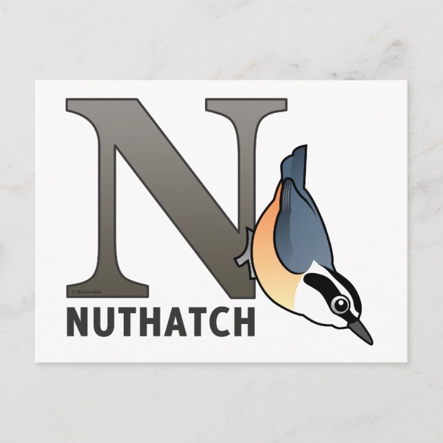 Carte Postale N est pour Nuthatch (Devant)