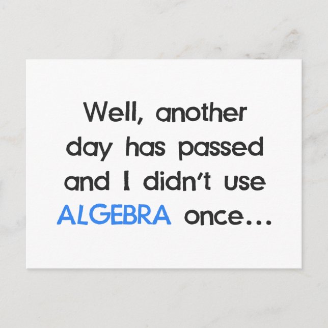 Carte Postale N'a pas utilisé Algebra une fois aujourd'hui (Devant)