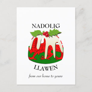 Carte Postale Nadolig Llawen WALES Welsh Merry Christmas Pudding