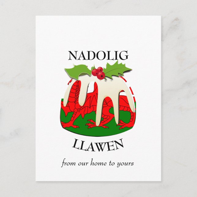 Carte Postale Nadolig Llawen WALES Welsh Merry Christmas Pudding (Devant)