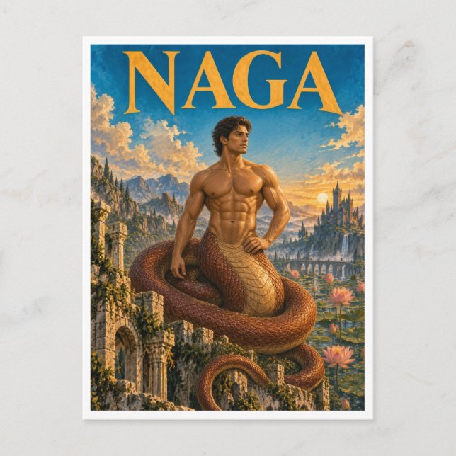Carte Postale Naga, monstre de fantasy gothique (Devant)