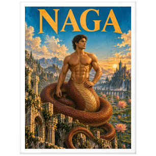 Carte Postale Naga, monstre de fantasy gothique