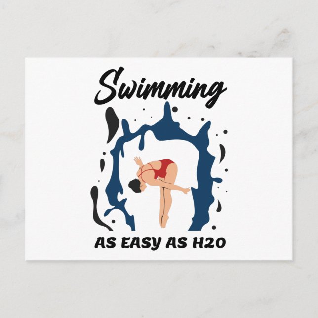 Carte Postale Nager aussi facile que H2O - Design de natation dr (Devant)