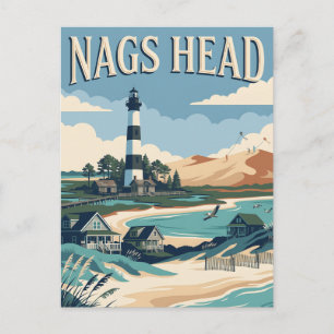 Carte Postale Nags Head North Carolina Phare Affiche Vintage