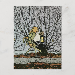 Carte Postale Nain avec une lanterne