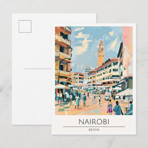 Carte Postale Nairobi Kenya Illustration Artistique Voyage