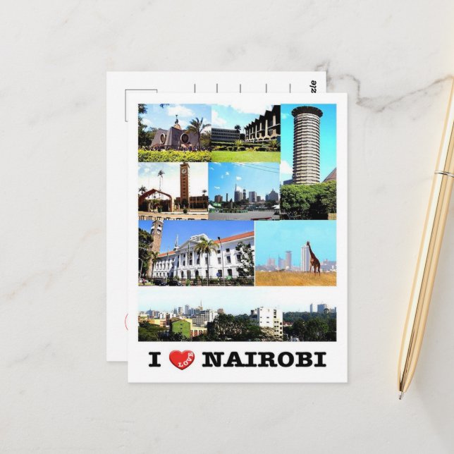 Carte Postale Nairobi - Kenya - J'aime - (Devant/Arrière en situation)