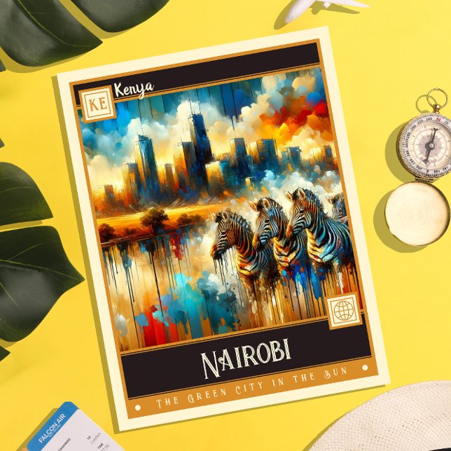 Carte Postale Nairobi, Kenya | Peinture Vintage (Créateur téléchargé)