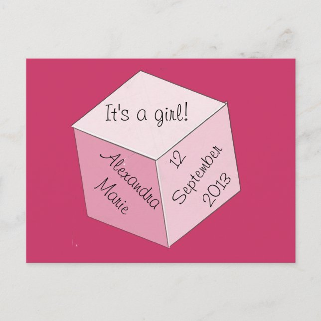 Carte postale - Naissance d'une fille (Devant)