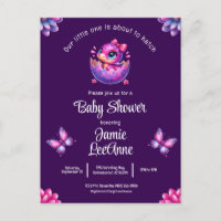 Naissance Imminente de Chic Dinosaure Violet Fête 