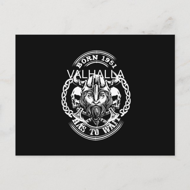 Carte Postale Naissance Viking Année 51 "Valhalla doit attendre" (Devant)