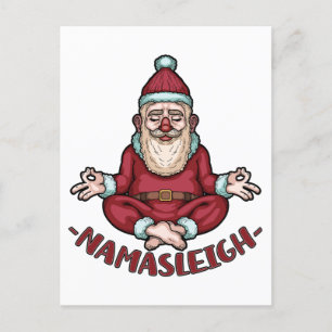 Carte Postale Namasleigh Funny Santa Claus Yoga Méditer les Noël