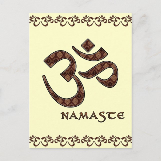 Carte Postale Namaste avec symbole Om Brown et crème (Devant)