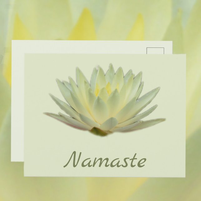 Carte Postale Namaste Lotus Nénuphar Jaune Vert Floral (Créateur téléchargé)