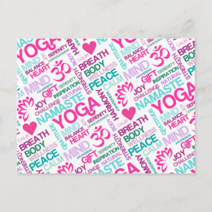 Carte Postale Namaste, Paix et Harmonie rose YOGA Motif