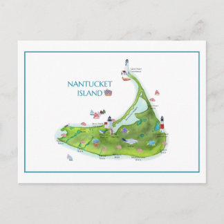 Carte Postale Nantucket Island peint à la main