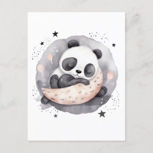 Carte Postale Nap Aquarelle Bébé Panda Ours
