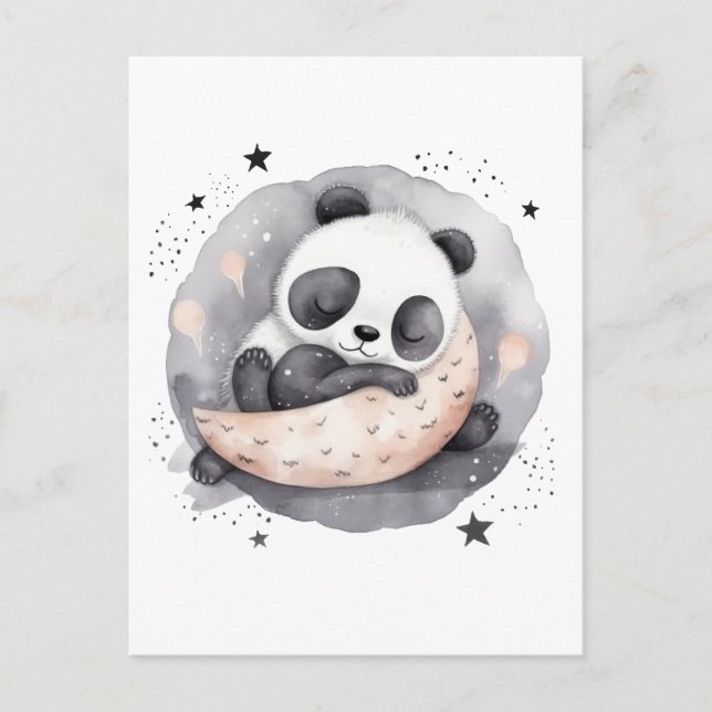 Carte Postale Nap Aquarelle Bébé Panda Ours (Devant)