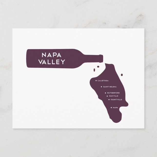 Carte Postale Napa Valley Cities Wine Bottle Spill Logo (Devant)
