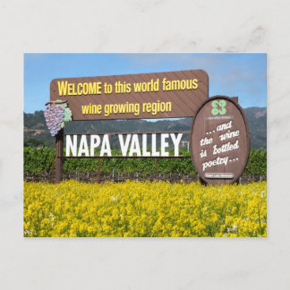 Carte Postale Napa Valley Welcome Sign with Mustard Field