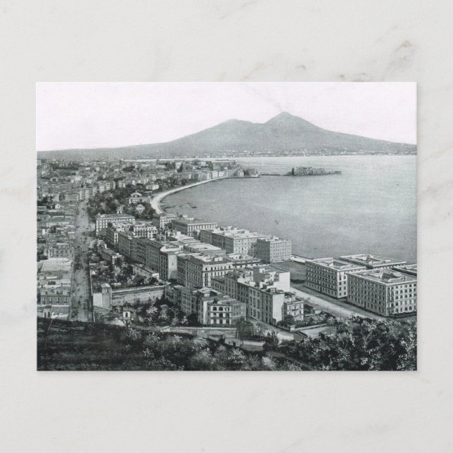 Carte Postale Naples, 1908, Baie de Naples et Vésuve (Devant)
