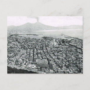 Carte Postale Naples, 1908, secteur riverain et Vésuve