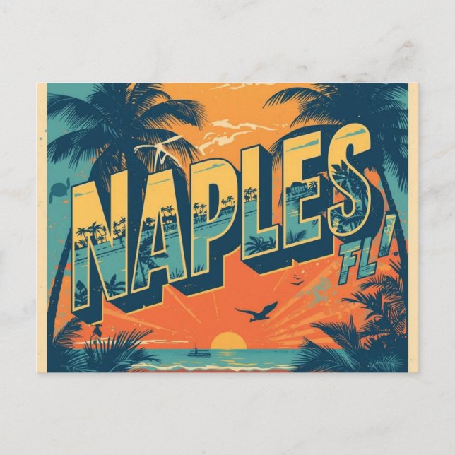 Carte Postale Naples floride rêverie rétro (Devant)