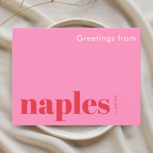 Carte Postale Naples Floride typographique rose