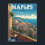 Carte Postale Naples Italie Travel Art Vintage<br><div class="desc">Modèle de déplacement vectoriel rétro Naples. Naples est la capitale régionale de la Campanie et la troisième plus grande ville d'Italie,  après Rome et Milan.</div>