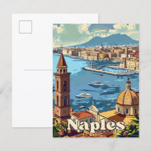 Carte Postale Naples Italie Vintage Retro Voyage Illustration