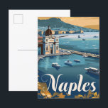 Carte Postale Naples Italie Vintage Retro Voyage Illustration<br><div class="desc">Naples Italie Vintage Retro Voyage Illustration</div>