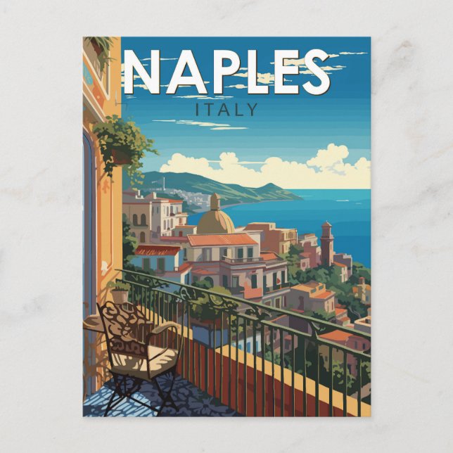 Carte Postale Naples Italie Voyage Art Rétro (Devant)