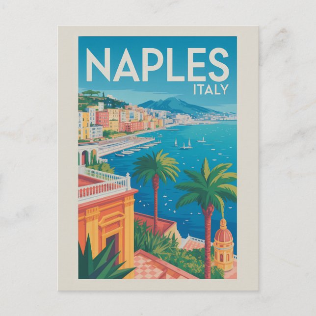 Carte Postale Naples Italy Illustration Travel Art Vintage (Devant)