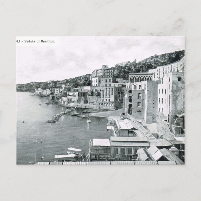 Carte Postale Naples, Veduta di Posillipo 1908 (Devant)