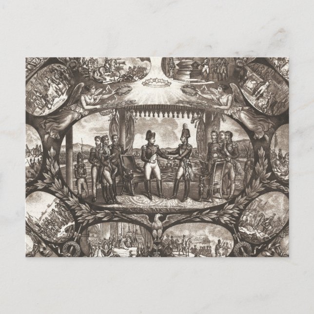 Carte Postale Napoléon Bonaparte et Tsar Alexander I à Tilsit (Devant)