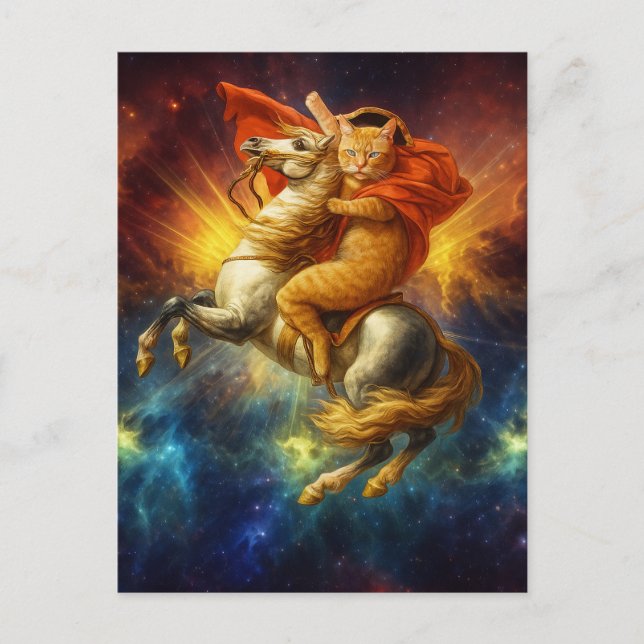 Carte Postale Napoleon Cat Riding Horse Through Galaxy           (Devant)