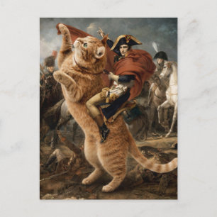 Carte Postale Napoléon chevauchant un chat de bataille géant    
