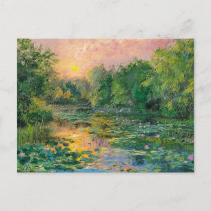 Carte Postale Nappes d'eau par Claude Monet, coucher du soleil,