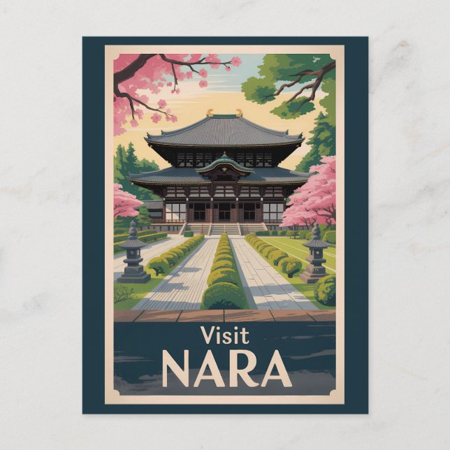 Carte Postale Nara Japan Illustration Travel Art Vintage (Devant)