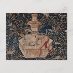Carte Postale Narcisse au Puits, Tapisserie Médiévale