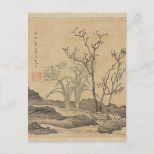 Carte Postale Narcissus et arbres nus par Chen Hongshou