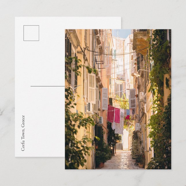 Carte Postale Narrow streets of old Corfu Town (Devant / Derrière)