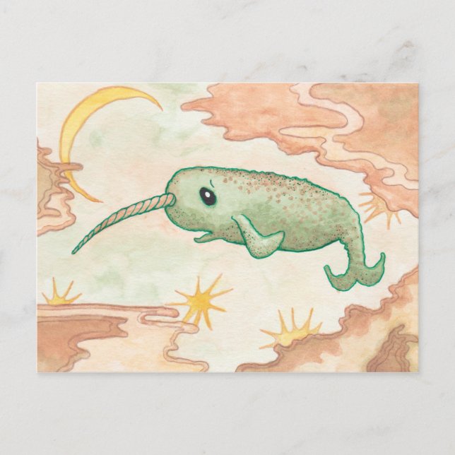 Carte Postale Narwhal & Moon (Devant)